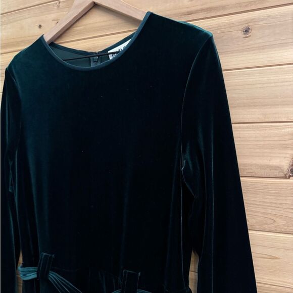 Plaza South Large Dark Green Velvet Tie Waist Long Sleeve Maxi Dress Christmas - Picture 6 of 11